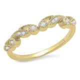 0.15 Carat (ctw) 14K Yellow Gold Round White Diamond Ladies Vintage Style Anniversary Wedding Band