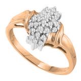 0.25 Carat (ctw) 10K Rose Gold Round White Diamond Ladies Cluster Flower Ring 1/4 CT