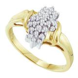 0.25 Carat (ctw) 10K Yellow Gold Round White Diamond Ladies Cluster Flower Ring 1/4 CT