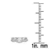 0.65 Carat (ctw) 18K White Gold Round White Diamond Ladies Bridal Split Shank Swirl Engagement Ring Matching Band Set