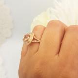 2.00 Carat (ctw) 14K Rose Gold Cushion Cut Morganite and Round Cut White Diamond Ladies Split Shank Halo Bridal Engagement Ring 2 CT