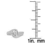 0.28 Carat (ctw) 10K White Gold Round & Baguette Cut Diamond Ladies Bypass Twisted Style Bridal Engagement Ring With Matching Band Set 1/4 CT