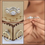 0.50 Carat (ctw) 10K Yellow Gold Round Cut Diamond Ladies Bridal 7 Stone Cluster Center Engagement Ring With Matching Band Set 1/2 CT