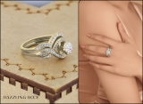 0.50 Carat (ctw) 10K Yellow Gold Round Cut Diamond Ladies Bridal 7 Stone Cluster Center Engagement Ring With Matching Band Set 1/2 CT