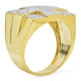 1.08 Carat (ctw) Sterling Silver Round Cut White Diamond Men's Flashy Micro Pave Hip Hop Ring 1 CT