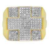 1.08 Carat (ctw) Sterling Silver Round Cut White Diamond Men's Flashy Micro Pave Hip Hop Ring 1 CT