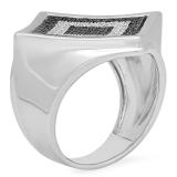 0.40 Carat (ctw) Sterling Silver Round Black & White Diamond Men's Hip Hop Micro Pave Anniversary Wedding Band