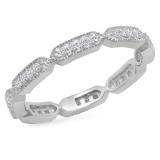 0.28 Carat (ctw) 10K White Gold Round White Diamond Ladies Vintage Style Anniversary Wedding Eternity Stackable Band 1/4 CT