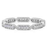 0.28 Carat (ctw) 10K White Gold Round White Diamond Ladies Vintage Style Anniversary Wedding Eternity Stackable Band 1/4 CT