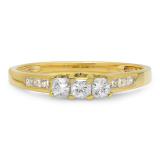 0.48 Carat (ctw) 10K Yellow Gold Princess Cut Diamond Ladies 3 Stone Bridal Engagement Ring 1/2 CT