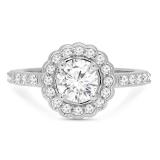 1.40 Carat (ctw) 14K White Gold Round Cut White Sapphire & White Diamond Ladies Halo Style Bridal Engagement Ring 1 CT
