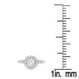 1.40 Carat (ctw) 14K White Gold Round Cut White Sapphire & White Diamond Ladies Halo Style Bridal Engagement Ring 1 CT