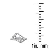 0.12 Carat (ctw) 10K White Gold Round Diamond Ladies Bridal Promise Double Heart Engagement Ring