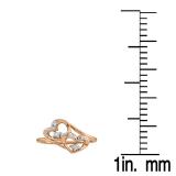 0.12 Carat (ctw) 18K Rose Gold Round Diamond Ladies Bridal Promise Double Heart Engagement Ring