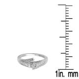 0.35 Carat (ctw) 14K White Gold Marquise Baguette & Round Diamond Ladies Engagement Bridal Ring 1/3 CT
