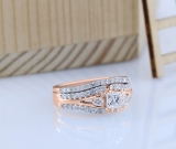 1.00 Carat (ctw) 10K Rose Gold Princess & Round Diamond Ladies Bridal Engagement Ring With Matching Band Set 1 CT