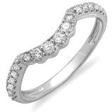 0.28 Carat (ctw) 14K White Gold Round Diamond Ladies Anniversary Wedding Matching Band Guard Ring 1/4 CT