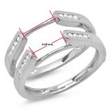 0.24 Carat (ctw) 14K White Gold Round Diamond Ladies Anniversary Guard Double Ring Wedding Band 1/4 CT