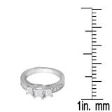 1.00 Carat (ctw) 14K White Gold Princess & Round Diamond Ladies 3 Stone Bridal Engagement Ring 1 CT