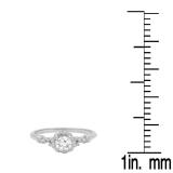 0.45 Carat (ctw) 14K White Gold Round White Diamond Ladies Bridal Halo Vintage Style Engagement Ring 1/2 CT
