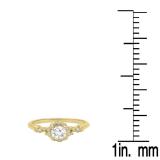 0.45 Carat (ctw) 14K Yellow Gold Round White Diamond Ladies Bridal Halo Vintage Style Engagement Ring 1/2 CT