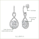 925 Sterling Silver Halo Drop Dangle Earrings, 6.75 ctw Oval & Round Cubic Zirconia in Push Back