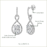 925 Sterling Silver Halo Drop Dangle Earrings, 6.75 ctw Oval & Round Cubic Zirconia in Screw Back
