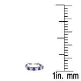 0.80 Carat (ctw) 14K White Gold Round Blue Sapphire and White Diamond Ladies 7 Stone Bridal Wedding Band Anniversary Ring 3/4 CT
