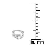 0.30 Carat (ctw) 10K White Gold Princess and Round Diamond Ladies Bridal Engagement Ring With Matching Band Set 1/3 CT