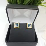 0.20 Carat (ctw) 18K Yellow Gold Plated Sterling Silver Blue & White Round Diamond Micro Pave Setting Kite Shape Stud Earrings