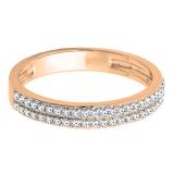0.20 Carat (ctw) 10K Rose Gold Round White Diamond Ladies Double Row Anniversary Wedding Band 1/5 CT