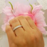 0.20 Carat (ctw) 10K White Gold Round White Diamond Ladies Double Row Anniversary Wedding Band 1/5 CT