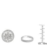 0.20 Carat (ctw) 10K White Gold Round White Diamond Ladies Double Row Anniversary Wedding Band 1/5 CT