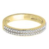 0.20 Carat (ctw) 10K Yellow Gold Round White Diamond Ladies Double Row Anniversary Wedding Band 1/5 CT