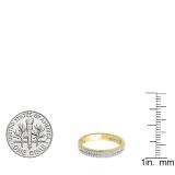 0.20 Carat (ctw) 10K Yellow Gold Round White Diamond Ladies Double Row Anniversary Wedding Band 1/5 CT