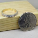 0.20 Carat (ctw) 10K Yellow Gold Round White Diamond Ladies Double Row Anniversary Wedding Band 1/5 CT