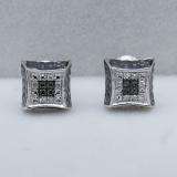 0.05 Carat (ctw) Sterling Silver Round White Diamond Ice Cube Micro Pave Setting Kite Shape Stud Earrings