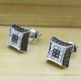 0.05 Carat (ctw) Sterling Silver Round White Diamond Ice Cube Micro Pave Setting Kite Shape Stud Earrings