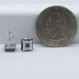0.05 Carat (ctw) Sterling Silver Round White Diamond Ice Cube Micro Pave Setting Kite Shape Stud Earrings