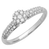 0.32 Carat (ctw) 18K White Gold Round Diamond Ladies Bridal Cluster Promise Engagement Ring 1/3 CT
