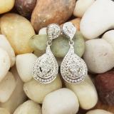 0.15 Carat (ctw) Sterling Silver Round White Diamond Ladies Dangling Drop Earrings