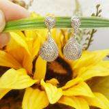 0.15 Carat (ctw) Sterling Silver Round White Diamond Ladies Dangling Drop Earrings