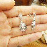 0.15 Carat (ctw) Sterling Silver Round White Diamond Ladies Dangling Drop Earrings