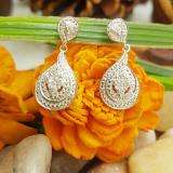 0.15 Carat (ctw) Sterling Silver Round White Diamond Ladies Dangling Drop Earrings