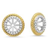 0.15 Carat (ctw) 10K White & Yellow Gold Two Tone Round Diamond Removable Jackets Stud Earrings