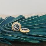 0.15 Carat (ctw) 10K White & Yellow Gold Two Tone Round Diamond Removable Jackets Stud Earrings