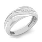 0.22 Carat (ctw) 10K White Gold Round Cut Diamond Men's Fashion 5 Stone Wedding Band 1/4 CT