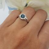 0.30 Carat (ctw) Sterling Silver Round White & Blue Diamond Ladies Cluster Style Bridal Engagement Ring 1/3 CT