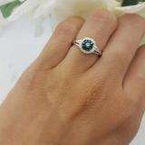 0.30 Carat (ctw) Sterling Silver Round White & Blue Diamond Ladies Cluster Style Bridal Engagement Ring 1/3 CT