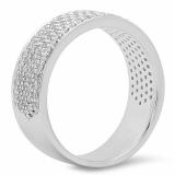 1.00 Carat (ctw) 10K White Gold Round Cut White Diamond Men's Bridal Micro Pave Wedding Band 1 CT